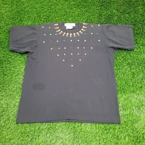 Vintage Native-American Studded Shirt Womens XL 23x25 Black